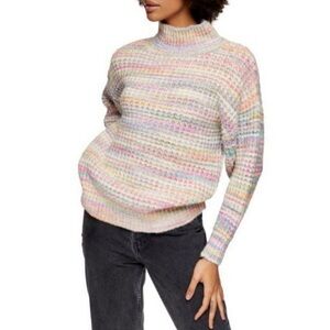 TOPSHOP Space Dye Chunky Turtleneck Multicolor Sweater